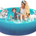 Jasonwell Foldable Dog Kiddie Pool - Hard Plastic Kids Paddling Pool Toddler Baby Swimming Pools for Backyard Collapsible Whelping Box Pet Doggie Cats Wading Pools Bathtub for Puppy Large Dogs 79Inx16In (Green)