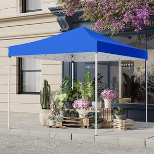 Shades 10x10 Pop Up Canopy, Heavy Duty Beach Tent with Carrying Bag for Easy Moving, Sun Shelter for Parties, Events, Camping, Outdoor Gazebo with 420D PU Coated Waterproof Blue Fabric, 10'x10' Fba