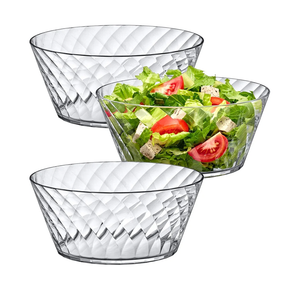 Amazing Abby - Bonita - 130-Ounce Plastic Serving Bowls (Set of 3), 10-Inch Clear Salad Bowl Set, BPA-Free, Shatter-Proof, Dishwasher-Safe, Stackable, Great for Salad, Fruit, Cereal, Snack, and More
