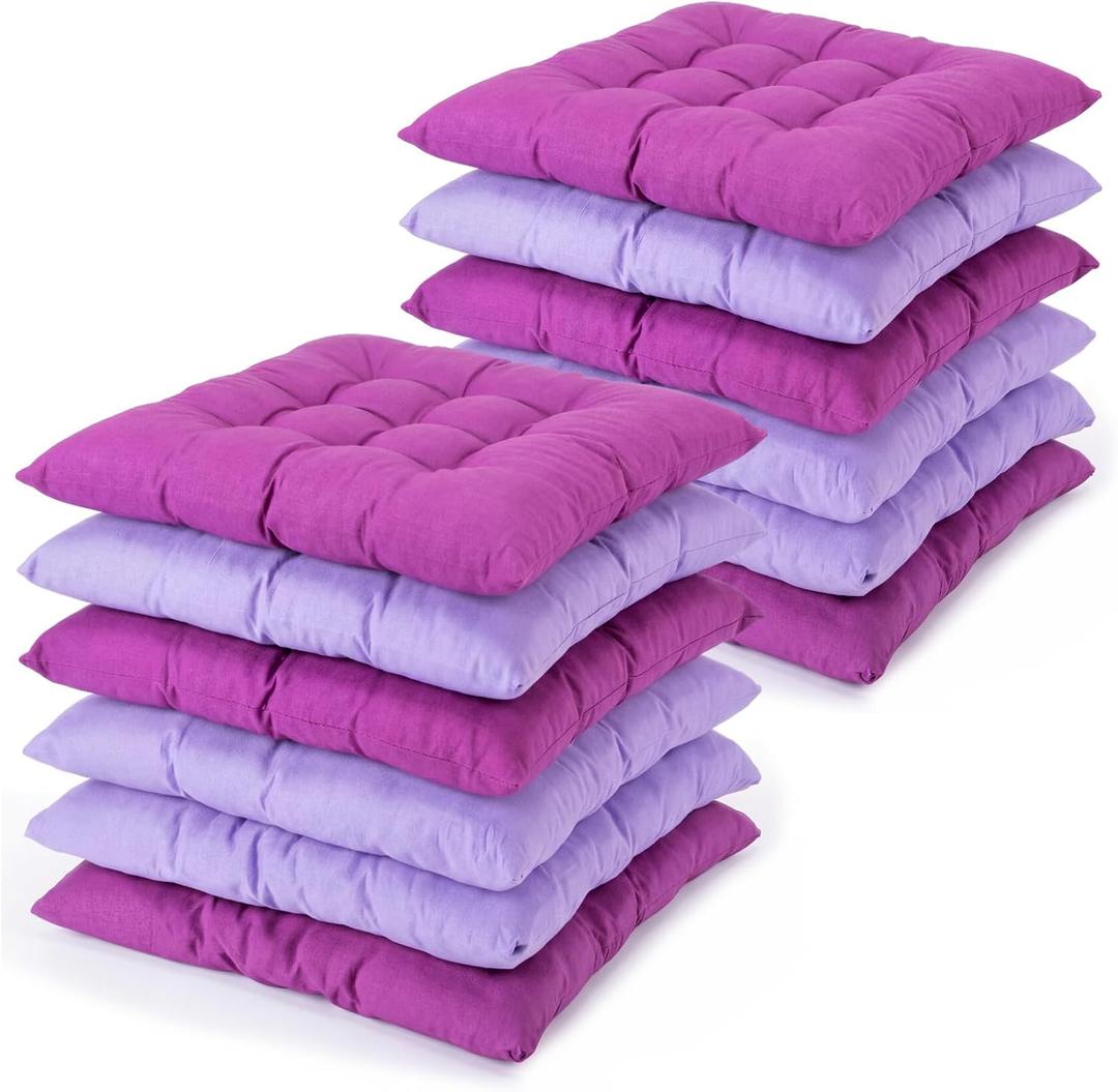 Geetery 12 Pcs Floor Pillows for Kids Bulk Floor Cushions for Classroom 15.7'' Seating Cushions Classroom Pillows Students Reading Corner Tatami Yoga Nursery Daycare (Purple,Square)