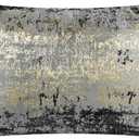 THE-TINOART Gold Splashed Industrial Modern Throw Pillow Covers 12x20, Slate Gray and Black Jacquard Woven Pillow Covers, Urban Textured Decor for Couch Sofa Bed