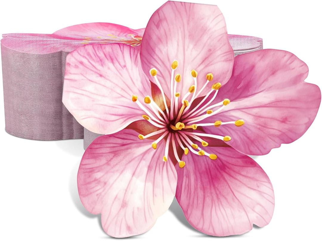 100 Pcs Spring Floral Cocktail Napkins Bulk Pink Flower Paper Napkin Decorative Disposable Cherry Blossom Decor for Wedding Dinner Birthday Baby Shower Party
