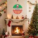 Christmas Door Hanging Sign Decorations, 3D Wooden Merry Christmas Wall Hanger Decor Snowflakes Santa Claus Wreath Front Door Signs for Porch Wall Indoor Outdoor Decor