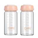 COMI Wide Neck Glass Breastmilk Collection n Storage Bottle, 8oz with Screw Ring Sealing Disk; Re-markable Sealing Disc. BPA Free, Fits Breast Pumps & Nipples (2 Pink Lids)
