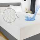 SUSYBAO Mattress Protector King 100% Cotton White Waterproof Mattress Cover 15 Inches Deep Pcoket Fitted Mattress Protector Hotel Collection Cooling Bed Sheet Soft (78 x 80 inches)