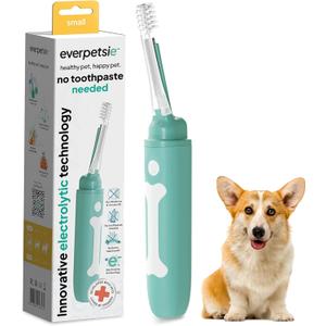 Electric Dog Toothbrush with Innovative Electrolytic Technology - Silent and Gentle Electric Toothbrush for Dogs, Effortless Dog Plaque and Tartar Remover Without a Toothpaste (Small)