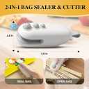 Mini Bag Sealer with Cutter and Magnet,Vacuum Sealer Bags for Food,Bag Resealer,2 in 1 Rechargeable Food Bag Sealer,Chip Heat Sealer for Plastic Bag Snack Bag Food Storage (White+Blue)