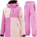 GEMYSE Women's Ski Snow Jackets and Pants Set Windproof Waterproof Snowsuit Warm Winter Snowboarding Insulated Coat (X-Large)