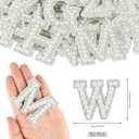 Morcheiong 52Pcs Pearl Rhinestone Letter Patches Self Adhesive A-Z, Stick on Pearl Letter Patches for Clothes, Fabric, Backpack (White)