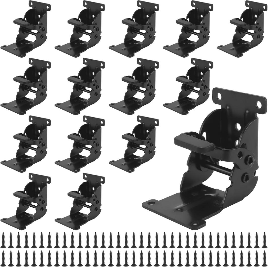 15 PCS Folding Leg Hinge, 0-90-180 Degree Locking Hinge Self-Locking Hinges with Screws Foldable Support Bracket for Wall Shelf, Table,Countertop Furniture