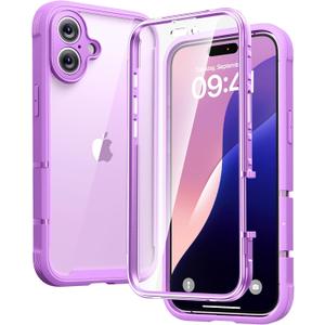 Diaclara Designed for iPhone 16 Case, Full Body Rugged Case with Built-in Touch Sensitive Anti-Scratch Screen Protector, Upgraded [Full Camera Protection] for iPhone 16 6.1" (Dark Pink)