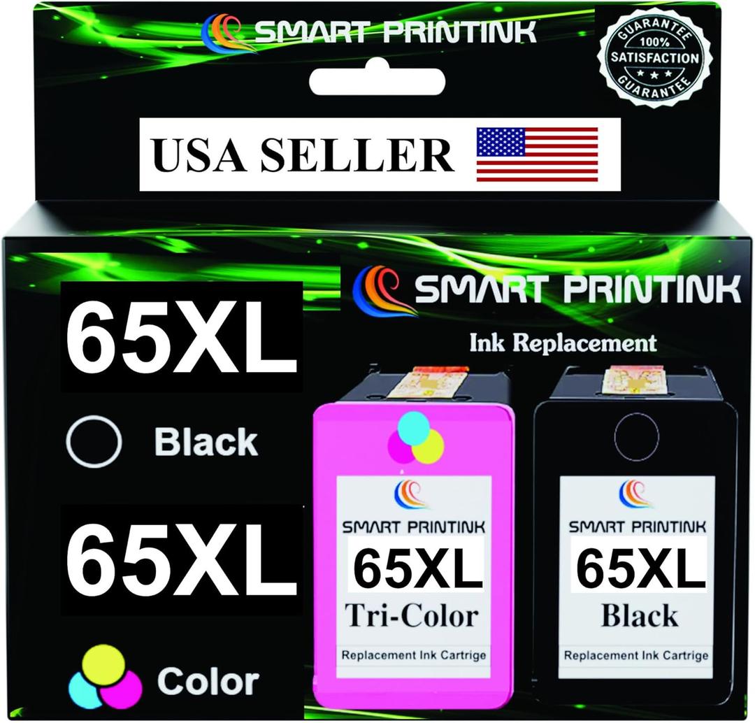 65XL Ink Cartridge Replacement for HP 65 XL (Black & Tri-Color) High-Yield Ink- Compatible: Envy 5055 5052 5058 DeskJet 3755 2655 3720 3722 3723 3752 3758 2652 262.
