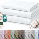 ROYALE LINENS 100% Organic Cotton Twin XL Sheet Set - 16" Deep Pocket Bed Sheets - White Bed Sheets - Sbanas Twin XL - 1 Flat, 1 Fitted & 1 Pillowcases - White Sheet Set - Cotton Bedding Sets