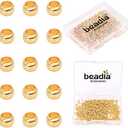 BEADIA 14K Gold Plated Crimp Beads Non Tarnish 2.5mm 600pcs for Jewelry Making Findings