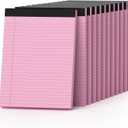 Pink Legal Pads 8.5 x 11 Notepads Wide Ruled, 12 Pack Pink Note Pads 8.5 x 11 Pink Paper, Legal Size Paper, 30 Sheet/Notepad, Lined Paper with Sturdy White Back, Writing Pads for Study, Office, Home