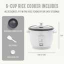 GreenLife Rice Cooker with Removable PFAS-Free Ceramic Nonstick Pot, 3-Cups Uncooked/6-Cups Cooked, Grains & Oatmeal Multicooker, Compact One-Switch Design, Auto Keep Warm, Easy Clean, White