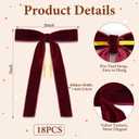 18 Pcs Burgundy Velvet Bows for Christmas Tree  Burgundy Velvet Christmas Tree Bows, Holiday Decorations for Garland Wreath Bow (5 * 7", 1" Wide)