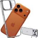 No Back Bumper Case with Stand for iPhone 17 Pro Compatible with MagSafe, Built-in Camera Stash Kickstand, Backless Design Edge Frame Fast Heat Dissipation Slim Thin for iPhone 17 Pro (Clear)