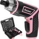 AVID POWER Electric Cordless Screwdriver Set Rechargeable 4V Power Screwdriver Kit with 44pcs Accessories, 5.65Nm Screw Gun, 5+1 Torque Setting, 2 Position Handle with LED Light - Pink Tools for Women