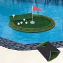 Kokorona Floating Golf Green for Pool, Floating Chipping Green Golf Chipping Practice Foldable Round Putting Mat Pool Golfmat for Outdoor, Golfgift for Golfer