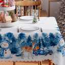 Siilues Christmas Tablecloth 60x84 Inch Rectangle, Washable Christmas Tree Snowman Deer Truck Waterproof Table Cover Seasonal Winter Scalloped Edge Dining Table Cloth Home Party Decorations