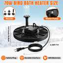 3 Pcs Bird Bath Heater for Outdoor in Winter Submergible De icer and Pipe Insulation Tape Outdoor Extension Cord Cover for Chicken Bird Poultry Tank Drinking(70w,with Fountain Pump)