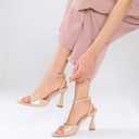 Susanny High Heels for Women Pointed Open Toe Strappy Chunky Block Heels Ankle Strap Stiletto Kitten Heeled Sandals Wedding Bridal Party Prom Sexy Dress Shoes, 6.5