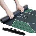 71" x 35" Poker Mat, Green, Modern Style, Non-Slip Rubber Bottom, Water Repellent Surface, Foldable, Easy to Roll Up, Carrying Bag Included, Texas Hold'em Poker Mat, Card Game Essential