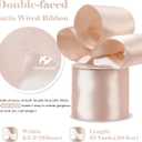 HUIHUANG Satin Wired Ribbon 2.5 inch Rose Gold Wire Edge Ribbon for Wreaths, Bows, Gift Wrapping, Garland, Wedding Decorations, Home Decor, Christmas Tree-Continous 10 Yards