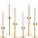 Sziqiqi Gold Taper Candle Holder: 6 Pcs Tall Candleholders - Hurricane Candle Sticks Holder for Wedding Christmas Party Table Centerpiece (2 Set(6pcs))