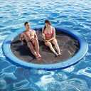 6Ft-12Ft Inflatable Dock Floating Platform, Inflatable Tanning Pool Sunchill Float Ring, Heavy Duty Water Hammock Floats for Adults,Floating Island for Lake Pool Beach Party (Blue)