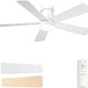 Ceiling Fans with Lights and Remote, Low Profile Ceiling Fan with Light, 6 Speed, Dimmable, DC Motor, Quiet, Timer, Modern LED Ceiling Fan for Bedroom Living Room 48 inch, White