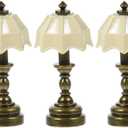 LOGOFUN 3pcs Miniature Lamp Dollhouse 1: 12 Scale Mini Table Light Model Tiny Floor Lamps for Micro Landscape Furniture Accessories