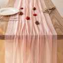 Keketoarrange Pink Mothers Day Cheesecloth Table Runner Spring Boho Rustic Gauze 120 inch 10FT Cheese Cloth Runner for Wedding Baby Shower Bridal Birthday Tea Party Summer Home Decorations