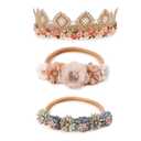 Baby Girl Floral Headband Nylon Flower Crown Elastic Hairband 3pcs Hair Accessories Gift for Girls (9572)