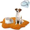 Vagascape Dog Bed, Waterproof Pet Bed with Washable Removable Cover, Comfort Cat Dog Pad for All Seasons, Heating Yellow Maple-Leaf Shape Cat Mat with Nonskid Bottom(35"x27")