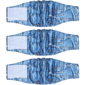 Belly Bands for Male Dogs, Reusable Washable Dog Diapers High Absorbing Wrap Diapers, (3Pcs, L, Denim Color), Intended for Male Small Doggie/Puppies Training