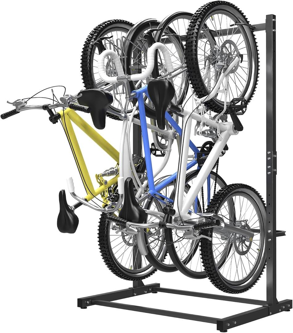 WALMANN Freestanding Bike Stand for Garage, 4 Bikes Vertical Bike Storage Stand Heavy Duty Bike Floor Stand