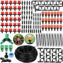 Ofcox Drip Irrigation System, 50FT 1/4 Blank Distribution Tubing with 168PCS Fittings, Automatic Watering Kit for Garden Greenhouse Flower Bed Patio Lawn