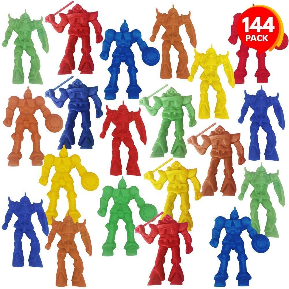 ArtCreativity 144 Mini Robot Figurines, Assorted Colors & Poses, Cupcake Toppers, Goodie Bag Fillers, Party Favors for Kids
