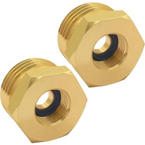 Joywayus 2PCS 3/4 GHT Male to 3/8 Compression Female Thread Bushing Pipe Fitting, Brass Reducer Faucet Connector Water Hose Adapter, Supply Line to Garden Hose Adapter for RV Kitchen Bathroom Plumbing