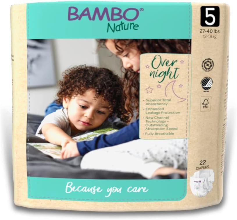 Bambo Nature Overnight Baby Diapers (Size 3 to 6), Size 5, 88 Count