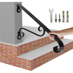 21.7" Outdoor Stair Handrails,1-2 Steps Stairs Rails-Wall Mounted Wrought Iron Hand Railing-Staircase Grab Rail-Heavy Duty Metal Art Handrail for Outdoor Steps-Porch Garage-Anti-Corrosion Carbon Steel 21.7" Outdoor Stair Handrails,1-2 Steps Stairs Rails-Wall Mounted Wrought Iron Hand Railing-Staircase Grab Rail-Heavy Duty Metal Art Handrail for Outdoor Steps-Porch Garage-Anti-Corrosion Carbon Steel