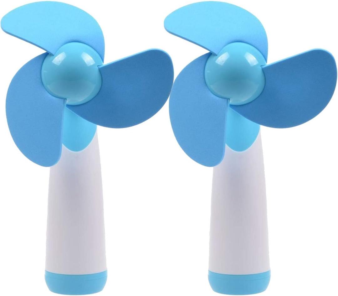 Ogrmar Mini Handheld Fan Personal Fan Battery Soft Foam Blades Powered for Home and Travel 2PC Blue (2)