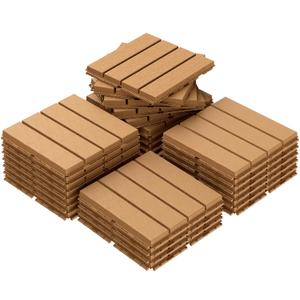Goovilla Plastic Interlocking Deck Tiles, 27 Pack Balcony Flooring, 12"x12" Waterproof Outdoor Flooring All Weather Use, Patio Floor Decking Tiles for Porch Poolside Backyard Concrete, Dark Khaki