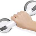 Shower Handle 2 Packs Grab Bars for Bathtubs & Showers, 12 inch Grab Bars for Bathroom with Strong Hold Suction Cup, Balance Bar Safety Hand Rail for Injury, Senior, Elderly Grey