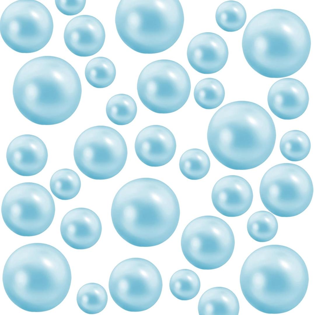 MACIOZE 300Pcs Pearl Vase Filler, Lightblue No Hole Faux Pearl Beads for Centerpieces Vases, Candle Centerpieces, Wedding Birthday Party Home Decor 8/10/14/20mm