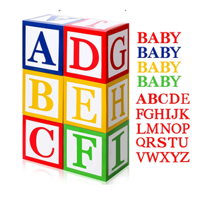 6 Pcs Trunk or Treat Decorations Custom Letter Inspire Party Decoration 30x30 cm Alphabet Boxes with 104 Pcs Letter Cutouts(4 Sets of A-z) Party Favor Birthday Photo Block Props School Decor