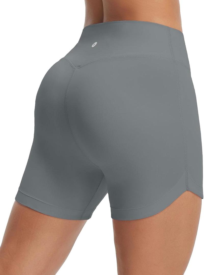 baleaf Womens 5" Biker Shorts High Waisted Workout Spandex Short Tummy Control Gym Yoga Athletic with Pocket Dark Gray XS