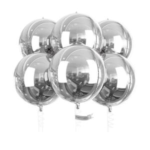 Metallic Silver Foil Balloons 6pcs 22 Inch Large Round Foil Big Giant 4D Jumbo Inflatable Mirror Ball Mylar Balloons for Graduation Birthday Engagement Space Themed Party Decorations